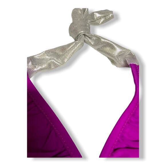 Penelope‎ Mack Girls Swimsuit Size 8 Purple White Silver One Piece NEW - Picture 3 of 5